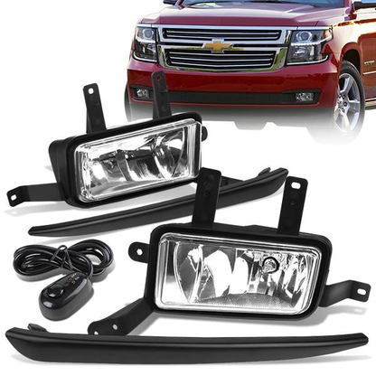 FAROS DE NIEBLA 15-20 CHEVY TAHOE, SUBURBAN / 16-19 SUBURBAN 3500HD - WITH SWITCH, BLACK BEZEL - 5202 BULB - CHROME / CLEAR