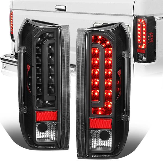 FAROS TRASEROS 90-96 FORD F-150 / 90-97 FORD F-250 / 90-97 FORD F-350 / 90-96 FORD BRONCO / 90-97 FORD F SUPER DUTY - FITS STYLESIDE MODELS ONLY - LED - BLACK / CLEAR