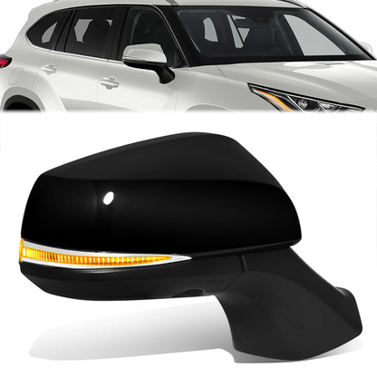 RETROVISOR MIRROR - OE STYLE - TOYOTA HIGHLANDER 20-24 - WITH POWER WITH HEATED GLASS WITH SIGNAL WITH BLIND SPOT WITH MEMORY - PASSENGER SIDE - PAINT TO MATCH - BLACK