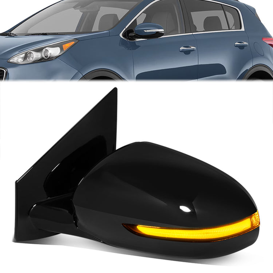 RETROVISOR MIRROR - OE STYLE - KIA SPORTAGE 17-19 - WITH POWER FOLD WITH HEATED GLASS WITH BLIND SPOT WITH AUTO DIMMING - DRIVER SIDE - PAINT TO MATCH - BLACK