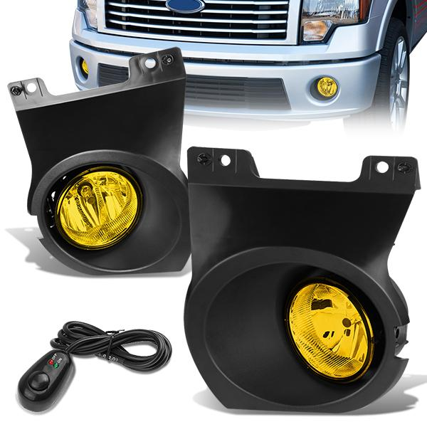 FAROS DE NIEBLA 09-14 FORD F-150 - WITH SWITCH AND BEZEL - H10 BULB - AMBER