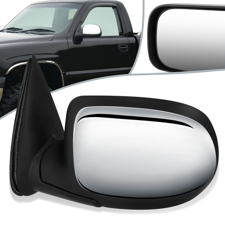 RETROVISOR MIRROR - OEM - 99-02 CHEVY SILVERADO 1500, 2500, 3500 / 99-02 GMC SIERRA 1500, 2500, 3500 - POWERED - BLACK - LEFT