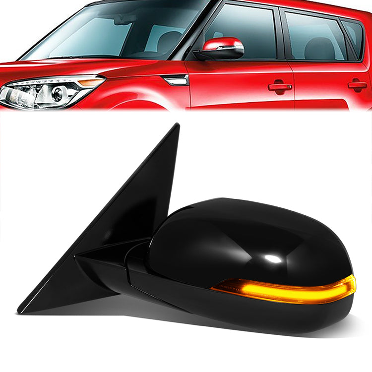 RETROVISOR MIRROR - OE STYLE - KIA SOUL 14-19 - WITH POWER FOLD WITH HEATED GLASS WITH TURN SIGNAL - DRIVER SIDE - PAINT TO MATCH - BLACK