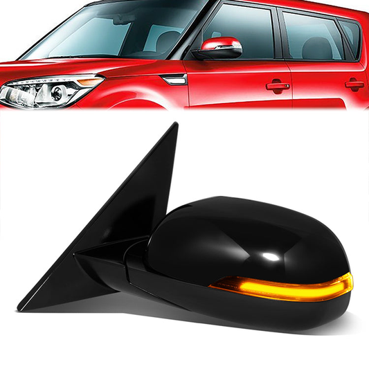 RETROVISOR MIRROR - OE STYLE - KIA SOUL 14-19 - WITH POWER FOLD WITH HEATED GLASS WITH TURN SIGNAL - DRIVER SIDE - PAINT TO MATCH - BLACK