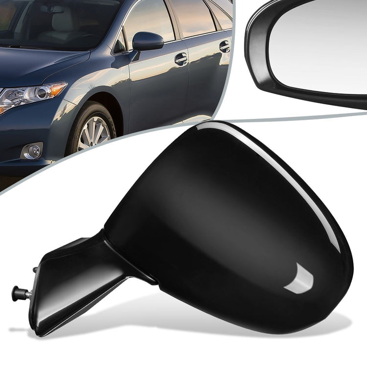 RETROVISOR MIRROR - OEM - 09-12 TOYOTA VENZA - POWERED - HEATED - PAINTABLE - BLACK - LEFT