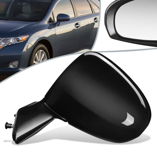 RETROVISOR MIRROR - OEM - 09-12 TOYOTA VENZA - POWERED - HEATED - PAINTABLE - BLACK - LEFT