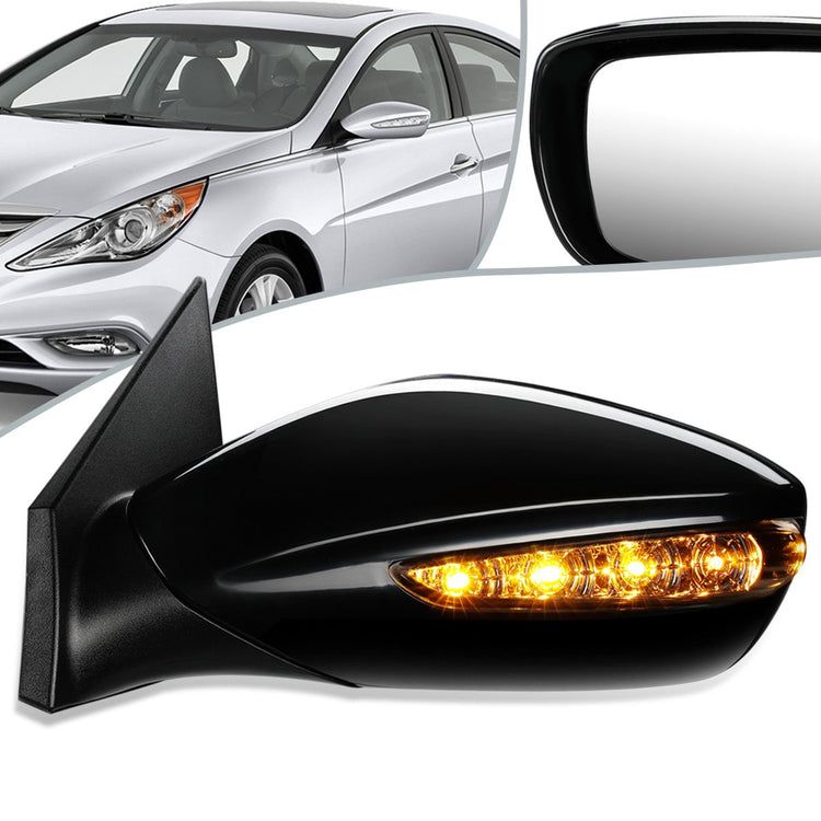 RETROVISOR MIRROR - OEM - 11-14 HYUNDAI SONATA - POWERED - HEATED - W/ SIGNAL LIGHT - FOLDING - BLACK MATERIAL - LEFT