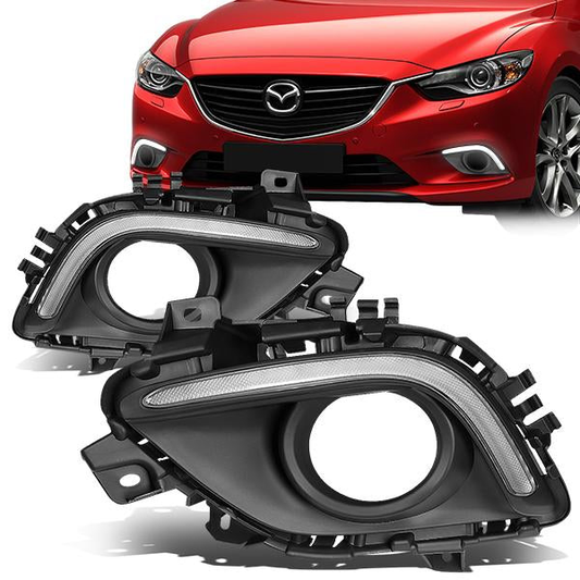 FAROS DE NIEBLA 14-16 MAZDA 6 - WITH DRL STRIP BEZEL - BLACK / CHROME HOUSING