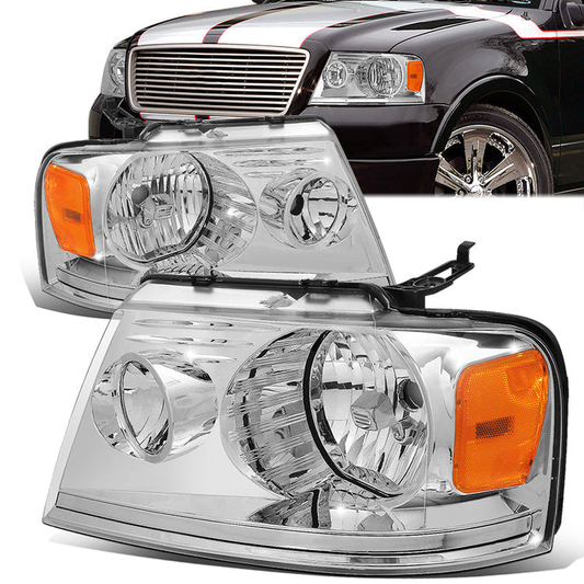 FAROS 04-08 FORD F-150 / 06-08 LINCOLN MARK LT - OE STYLE - H13 HIGH/LOW BEAM / 194 SIDE MARKER / 3157A TURN SIGNAL - CHROME HOUSING / AMBER CORNER