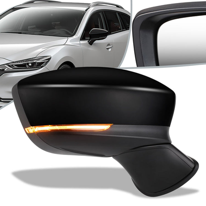 RETROVISOR MIRROR - OEM - 14-17 MAZDA 6 - POWERED - HEATED - W/ SIGNAL LIGHT - FOLDING - BLACK MATERIAL - RIGHT