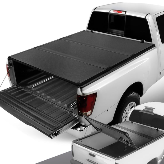 TAPADERA DE CAJUELA TONNEAU COVER - HARD TRI-FOLD - 04-15 NISSAN TITAN - FITS MODELS WITH OR WITHOUT UTILITY RACK - FITS 5.7FT FLEETSIDE / STYLESIDE BED MODELS ONLY
