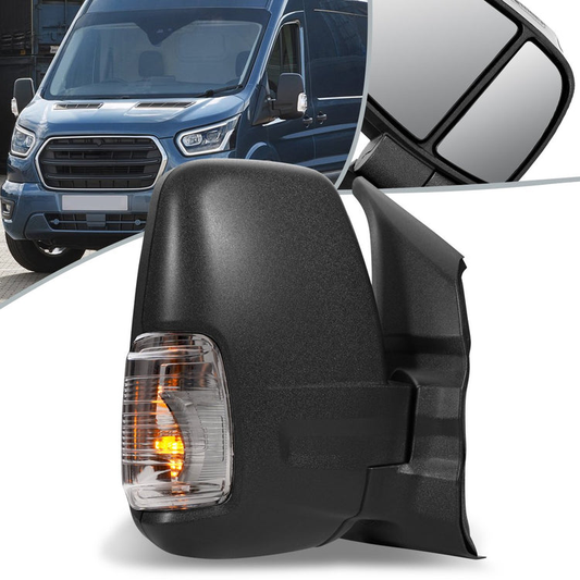 RETROVISOR MIRROR - OEM - 15-19 FORD TRANSIT 150, 250, 350 - POWERED - HEATED - W/ SIGNAL LIGHT - FOLDING - TEXTURED - BLACK - RIGHT
