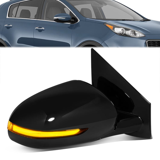 RETROVISOR MIRROR - OE STYLE - KIA SPORTAGE 17-19 - WITH POWER FOLD WITH HEATED GLASS WITH BLIND SPOT WITH AUTO DIMMING - PASSENGER SIDE - PAINT TO MATCH - BLACK