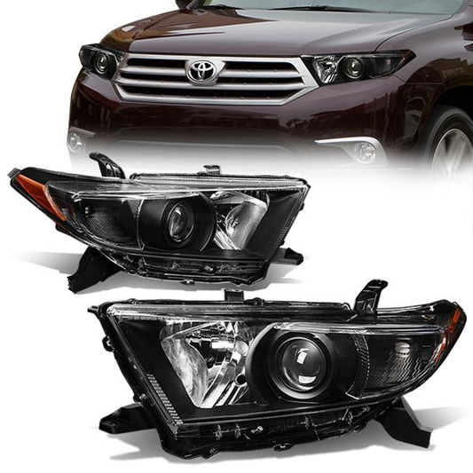 FAROS 11-13 TOYOTA HIGHLANDER - PROJECTOR - 9005 LOW BEAM / H11 HIGH BEAM / 3457A TURN SIGNAL - BLACK HOUSING / AMBER CORNER