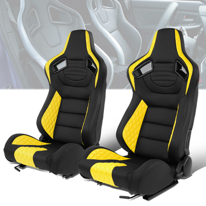 ASIENTOS RACING BLACK RED PVC - WITH SINGLE ADJUSTOR & DOUBLE SLIDER- VEHICLES WITH AFTERMARKET SEAT BRACKET; CAN ACCOMODATE SEAT OVERALL DIMENSIONS