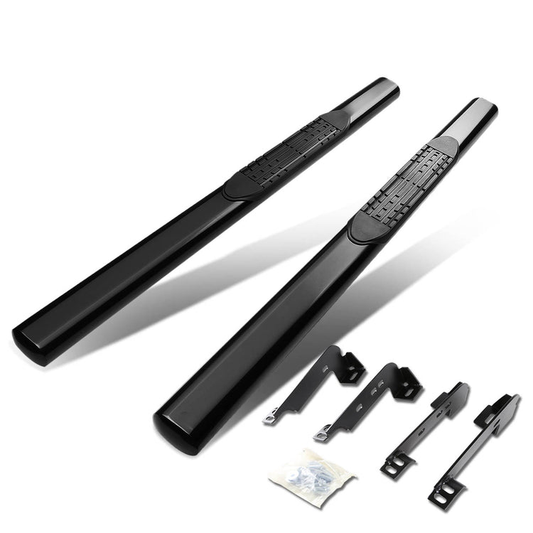 ESTRIBOS 4" - OVAL - STRAIGHT - 99-13 CHEVY SILVERADO 1500, GMC SIERRA 1500 / 99-14 CHEVY SILVERADO 2500, SILVERADO 3500, GMC SIERRA 2500, SIERRA 3500 - REGULAR CAB - BLACK