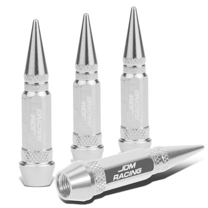 ACCESORIOS 60MM / 2.30" TALL - SPIKED - LUG NUT STYLE - SILVER