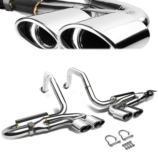 TUBERIA CATBACK CATBACK - 97-04 CHEVY CORVETTE C5 5.7L - QUAD OVEAL ROLLED TIP - STAINLESS STEEL