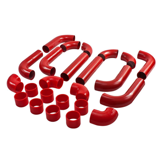 TUBERIA INTERCOOLER UNIVERSAL INTERCOOLER PIPING - ALUMINUM - 2.50" - 14PC - PIPES / HOSES / CLAMPS - RED - T-2 - 17-3 / J14-5 / J13-3