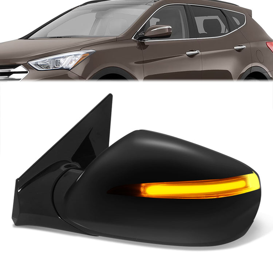 RETROVISOR MIRROR - OE STYLE - HYUNDAI SANTA FE SPORT 2013-2018 - WITH MEMORY WITH HEATED GLASS WITH TURN SIGNAL WITH BLIND SPOT - DRIVER LEFT SIDE - BLACK
