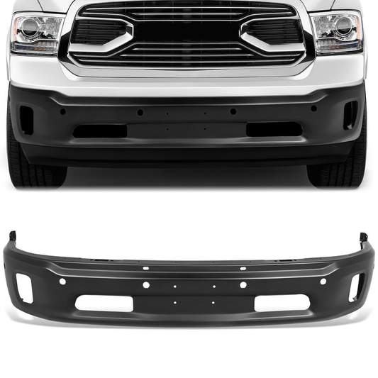 DEFENSA 14-18 RAM 1500 / 19-23 RAM 1500 CLASSIC, WITH PARKING SENSOR HOLES; WITH FOG LIGHT CUTOUTS - BLACK