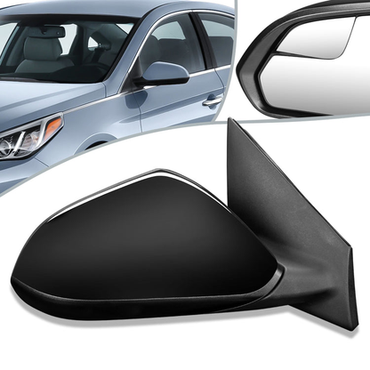 RETROVISOR MIRROR - OEM - 15-17 HYUNDAI SONATA - POWERED - HEATED - FOLDING - BLACK MATERIAL - RIGHT