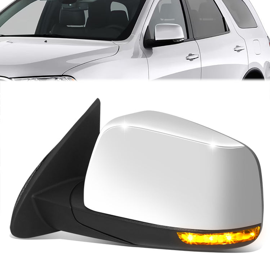RETROVISOR MIRROR - OE STYLE - DODGE DURANGO 11-22 - WITH POWER WITH HEATED GLASS WITH TURN SIGNAL CHROME COVER - DRIVER SIDE - SMOOTH - BLACK / CHROME