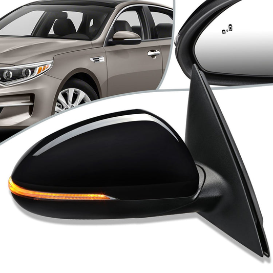 RETROVISOR MIRROR - OEM - 11-15 KIA OPTIMA - POWERED - HEATED - W/ SIGNAL LIGHT - W/ BSD - FOLDING - BLACK MATERIAL - RIGHT