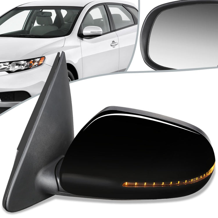 RETROVISOR MIRROR - OEM - 11-13 KIA FORTE - POWERED - HEATED - PAINTABLE - BLACK - LEFT