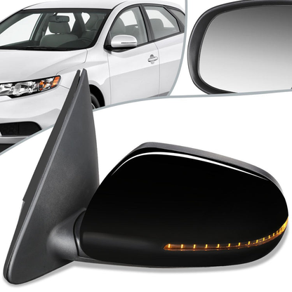 RETROVISOR MIRROR - OEM - 11-13 KIA FORTE - POWERED - HEATED - PAINTABLE - BLACK - LEFT