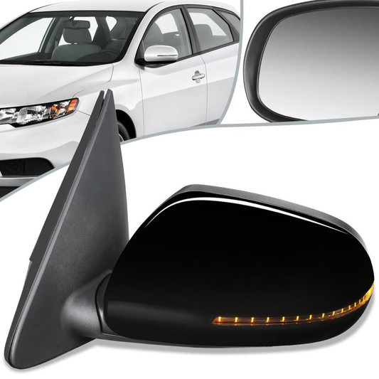 RETROVISOR MIRROR - OEM - 11-13 KIA FORTE - POWERED - HEATED - PAINTABLE - BLACK - LEFT