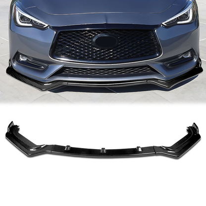 LIP FRONTAL 17-20 INFINITI Q60 COUPE - REQUIRES DRILLING BUMPER FOR INSTALLATION - 3PC - REAL CARBON FIBER