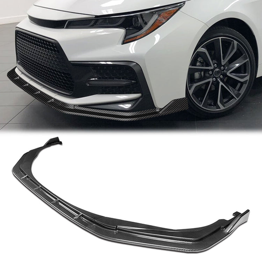 LIP FRONTAL 20-22 TOYOTA COROLLA XSE SE - REQUIRES DRILLING BUMPER FOR INSTALLATION - 3PC - CARBON FIBER LOOK