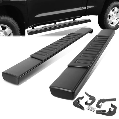 ESTRIBOS 6" - STRAIGHT - ALUMINUM - 07-18 CHEVY SILVERADO 1500, GMC SIERRA 1500 / 07-19 CHEVY SILVERADO 2500HD, 3500HD, GMC SIERRA 2500HD, 3500HD - STANDARD CAB - BLACK