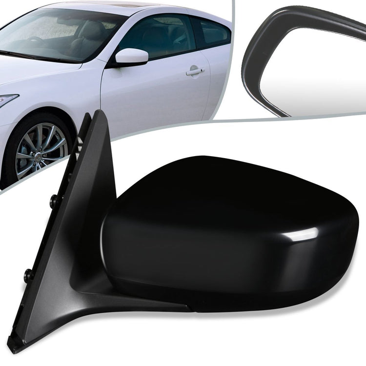 RETROVISOR MIRROR - OEM - 08-13 INFINITI G37 COUPE / 14-15 INFINITI Q60 - POWERED - TEXTURED - BLACK - LEFT