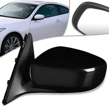 RETROVISOR MIRROR - OEM - 08-13 INFINITI G37 COUPE / 14-15 INFINITI Q60 - POWERED - TEXTURED - BLACK - LEFT