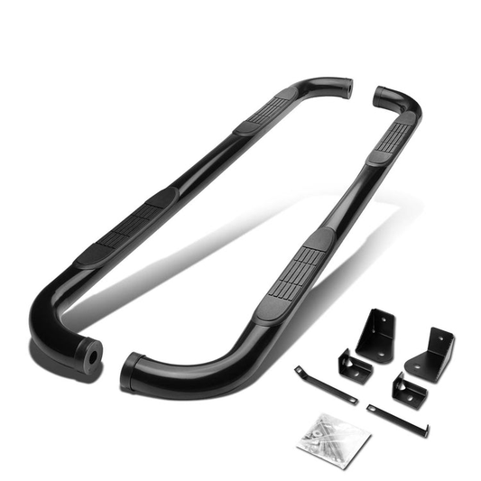 ESTRIBOS 3" - ROUND - 90 DEG - 00-04 DODGE DAKOTA - QUAD CAB - BLACK