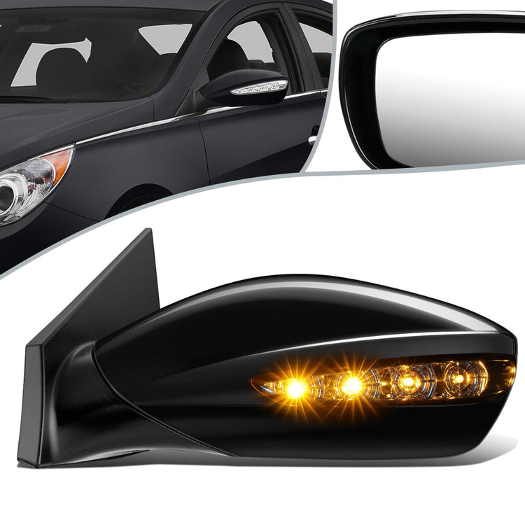 RETROVISOR MIRROR - OEM - 11-14 HYUNDAI SONATA - POWERED - HEATED - W/ SIGNAL LIGHT - FOLDING - BLACK MATERIAL - LEFT