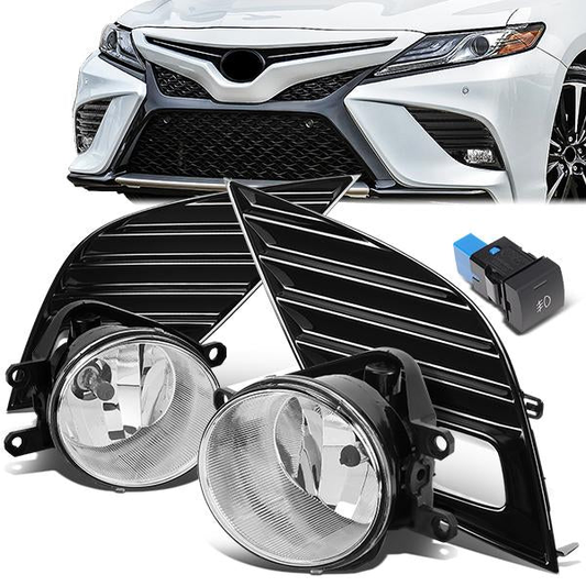 FAROS DE NIEBLA 18-20 TOYOTA CAMRY SE, XSE - WITH SWITCH, BLACK BEZEL - CHROME / CLEAR