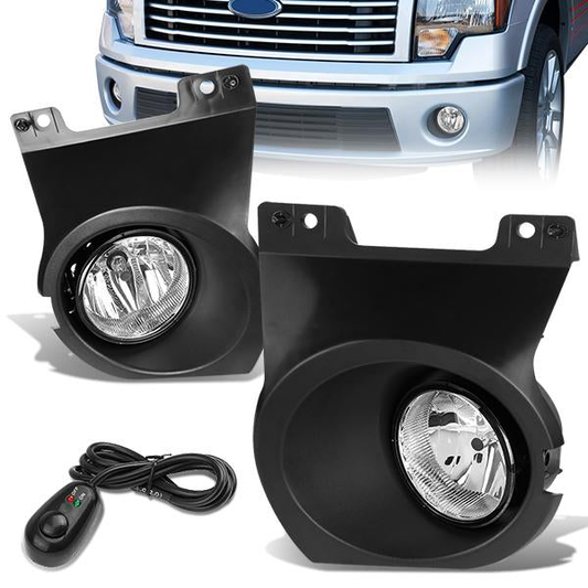 FAROS DE NIEBLA 09-14 FORD F-150 - WITH SWITCH AND BEZEL - H10 BULB - CHROME / CLEAR