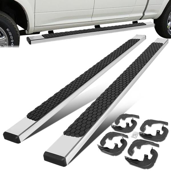 ESTRIBOS 5" - HONEYCOMB STEP PAD - 19-20 CHEVY SILVERADO 1500, GMC SIERRA 1500 / 2020 CHEVY SILVERADO 2500HD, SILVERADO 3500HD, GMC SIERRA 2500HD, SIERRA 3500HD - CREW CAB - CHROME / BLACK