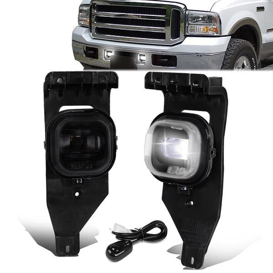 FAROS DE NIEBLA 05-07 FORD F-250, F-350, F-450, F-550 SUPER DUTY / 2005 EXCURSION - PROJECTOR LED - WITH SWITCH, BLACK BEZEL - SMOKE