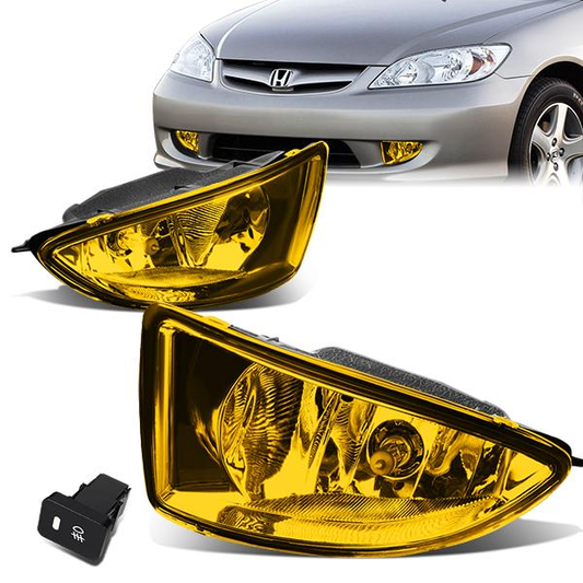 FAROS DE NIEBLA 04-05 HONDA CIVIC DX SEDAN, HX COUPE - WITH SWITCH - H11 BULB - AMBER