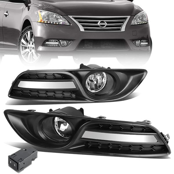 FAROS DE NIEBLA 13-16 NISSAN SENTRA 4-DR - WITH SWITCH, BEZEL - 58 BULB - CHROME / CLEAR