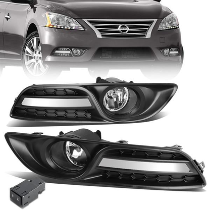 FAROS DE NIEBLA 13-16 NISSAN SENTRA 4-DR - WITH SWITCH, BEZEL - 58 BULB - CHROME / CLEAR