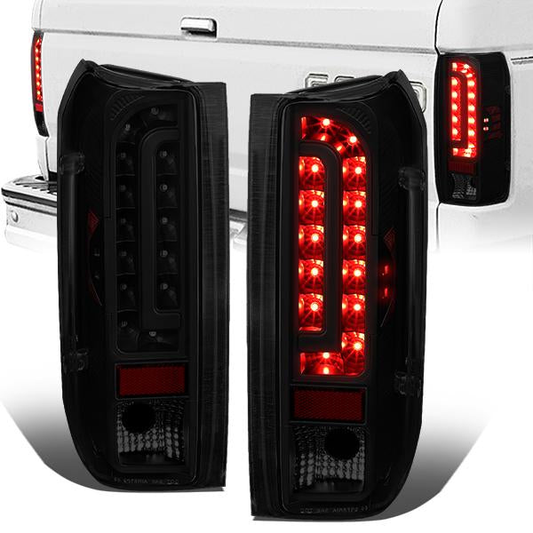 FAROS TRASEROS 90-96 FORD F-150 / 90-97 FORD F-250 / 90-97 FORD F-350 / 90-96 FORD BRONCO / 90-97 FORD F SUPER DUTY - FITS STYLESIDE MODELS ONLY - LED - BLACK / SMOKE