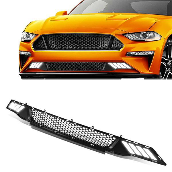 PARRILLA FRONT LOWER GRILLE - 18-19 FORD MUSTANG - HONEYCOMB MESH - W/ LED DRL LIGHT - BLACK