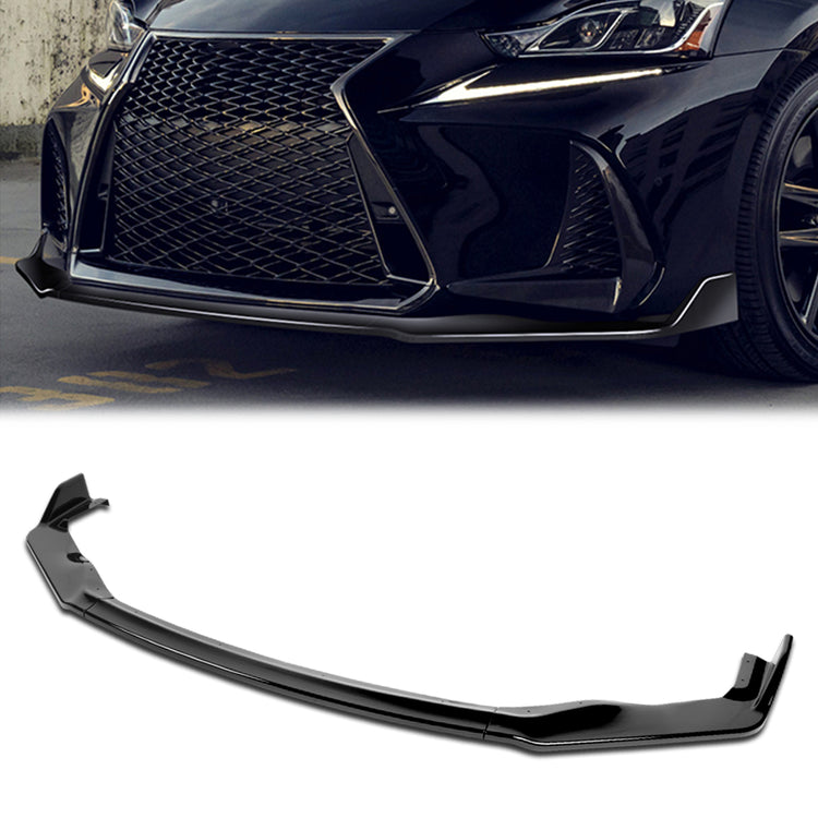 LIP FRONTAL 17-20 LEXUS IS200T, IS300, IS350 - REQUIRES DRILLING BUMPER FOR INSTALLATION - 3PC - PAINTED GLOSS BLACK