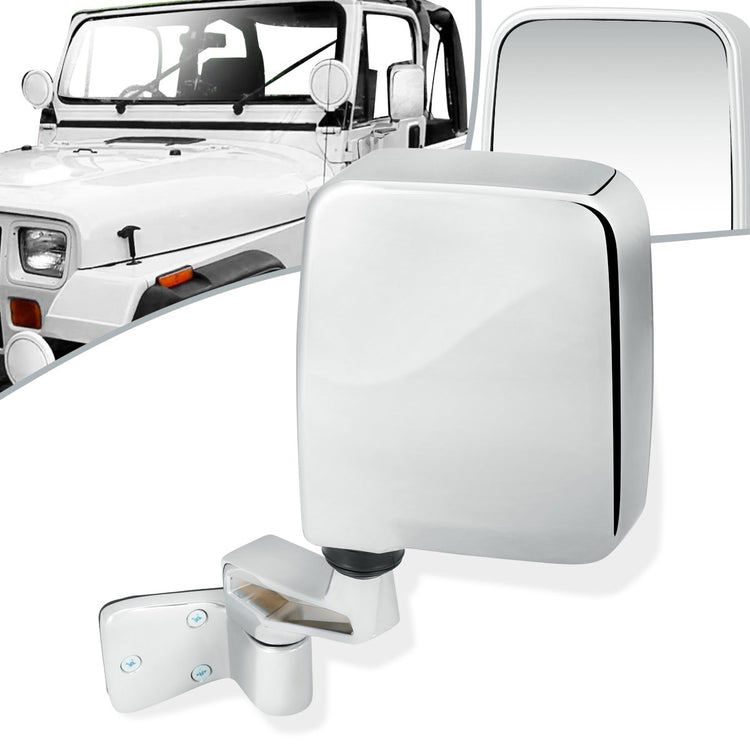 RETROVISOR MIRROR - 87-95 JEEP WRANGLER - MANUAL - OEM - LEFT - CHROME