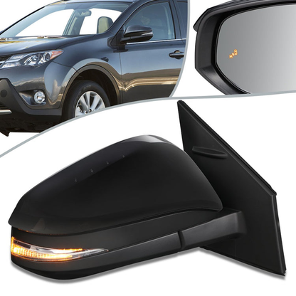 RETROVISOR MIRROR - OEM - 13-15 TOYOTA RAV4 - POWERED - HEATED - W/ SIGNAL LIGHT - W/ BSD - FOLDING - RIGHT - BLACK MATERIAL